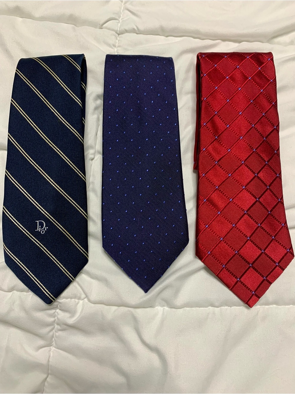 Designer Men's Tie Set - Navy, Dark Blue, Red